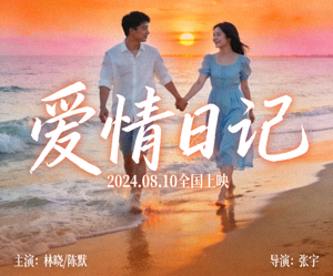 电影《爱情日记》海报：情侣在海边浪漫散步