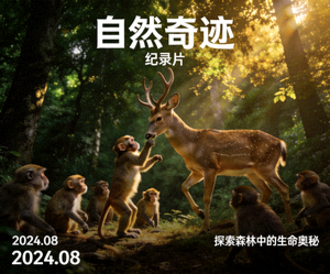 纪录片《自然奇迹》海报：野生动物在森林中